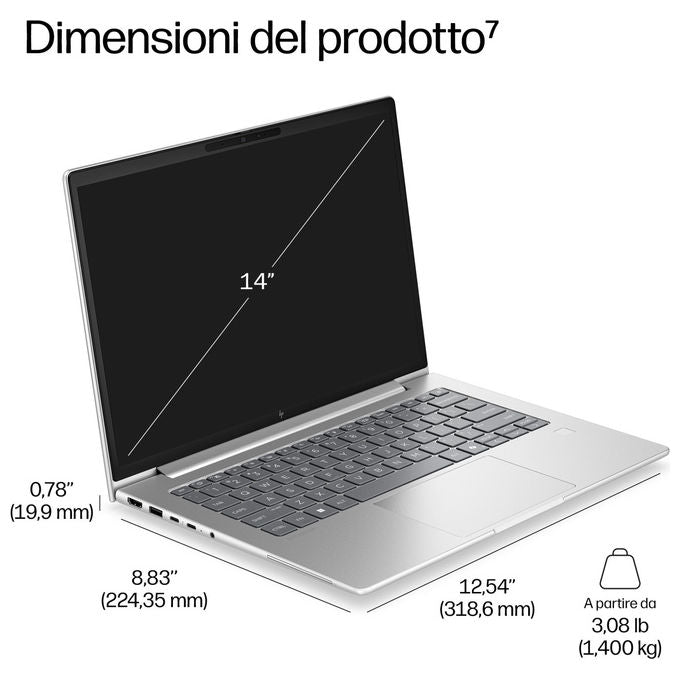 HP DL5R5AT EliteBook 6 G2i Notebook 14 pollici Intel Core Ultra 5 16 GB RAM 512 GB SSD Wi-Fi 7 colore Argento