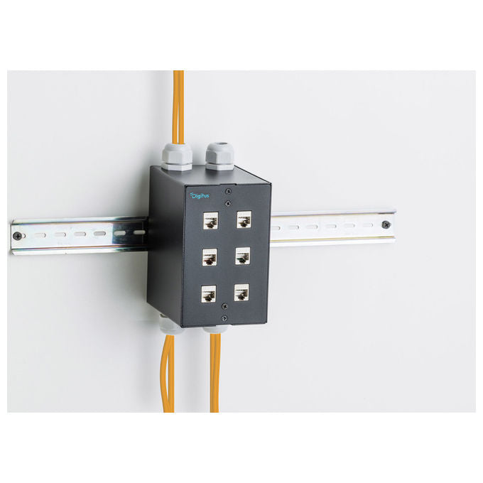 Digitus DN-96992 Modulo Patch per Guida DIN 6 porte Fibra Ottica e Rame Alluminio colore Nero