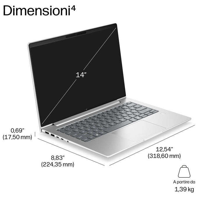 HP DP9K0AT ProBook 4 G2a Notebook 14 pollici AMD Ryzen AI 5 430 16GB RAM 512GB SSD NVMe Windows 11 Pro colore Argento