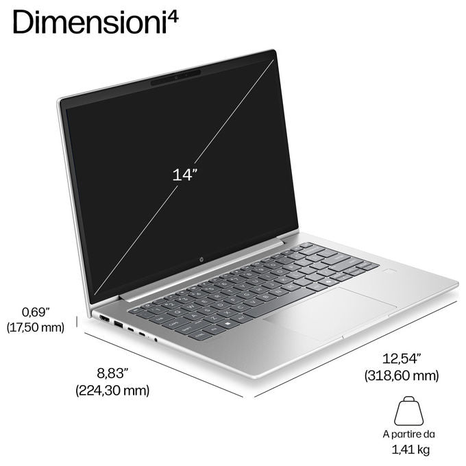HP DP9K2AT#ABZ ProBook 4 G2A Notebook 14 pollici AMD Ryzen 5 6 GB RAM 512 GB SSD Windows 11 Pro colore Argento