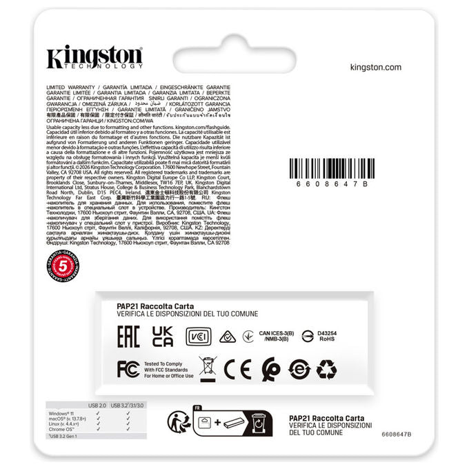 Kingston DTXG2-512GB DataTraveler Exodia Chiavetta USB 3.2 Gen 1 Tipo A 512GB colore Nero Viola