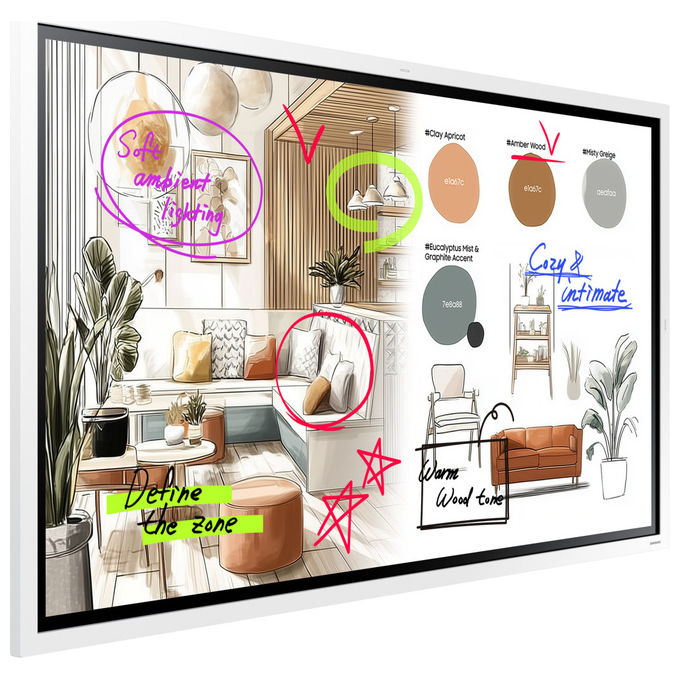 Samsung WM55FX Flip Pro Display Interattivo Touch 55'' 4K UHD Tizen 9.0 Wi-Fi colore Grigio Bianco