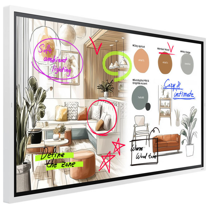 Samsung WM65FX Flip Pro Display Interattivo 65'' 4K UHD Touch IR 20 punti Tizen WiFi colore Grigio Bianco