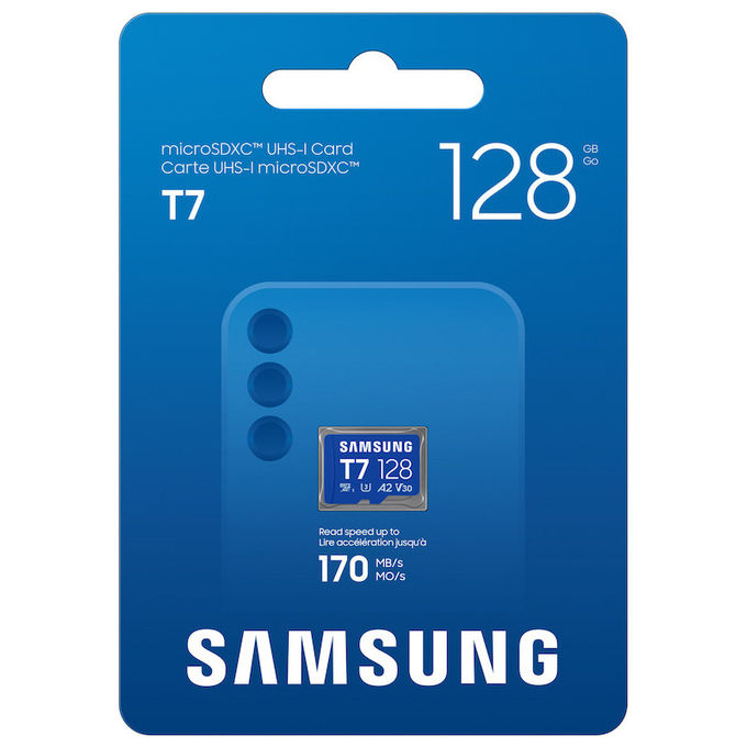 Samsung MB-MB128T-WW T7 Scheda microSDXC 128 GB UHS-I U3 V30 A2 170 MB-s colore Blu
