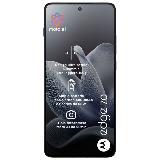 Motorola PBA50064IT Edge 70 Smartphone 5G 6.7'' AMOLED 12GB 512GB Snapdragon 7 Gen 4 50MP IP68 TurboPower 68W colore Grigio