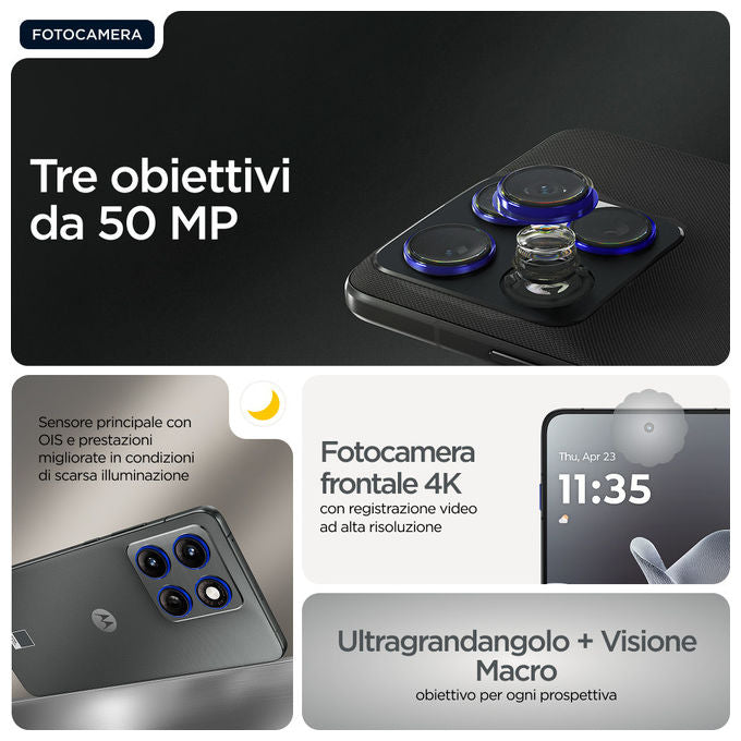 Motorola PBA50064IT Edge 70 Smartphone 5G 6.7'' AMOLED 12GB 512GB Snapdragon 7 Gen 4 50MP IP68 TurboPower 68W colore Grigio