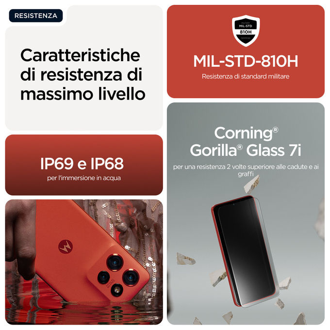 Motorola PBA80035IT Edge 60 Neo Smartphone 5G 8GB 256GB Display 6.36'' pOLED 120Hz Tripla Camera 50MP Android 15 colore Rosso