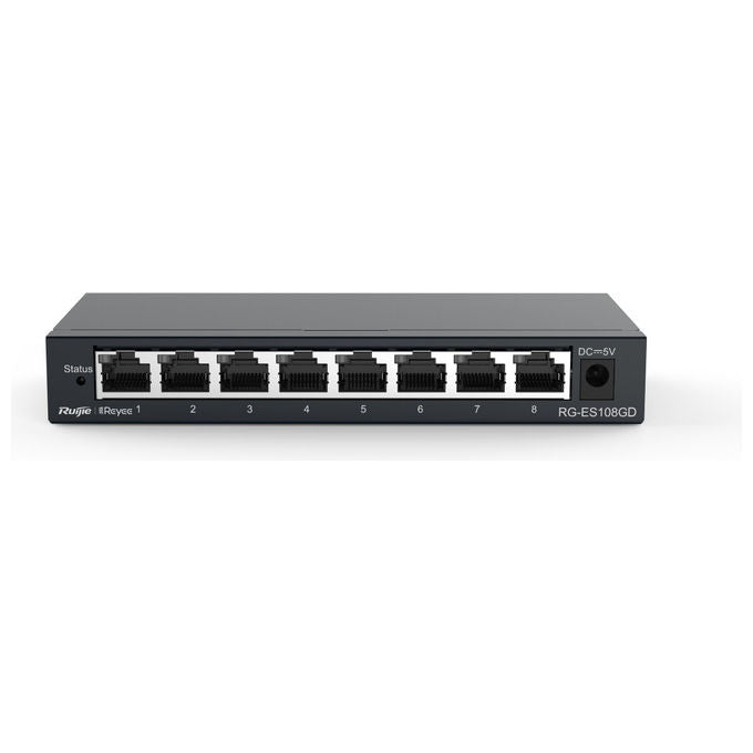 Ruijie Networks RG-ES108GD Switch di rete Non gestito 8 porte Gigabit Ethernet 10-100-1000 Mbps 16 Gbps colore Nero