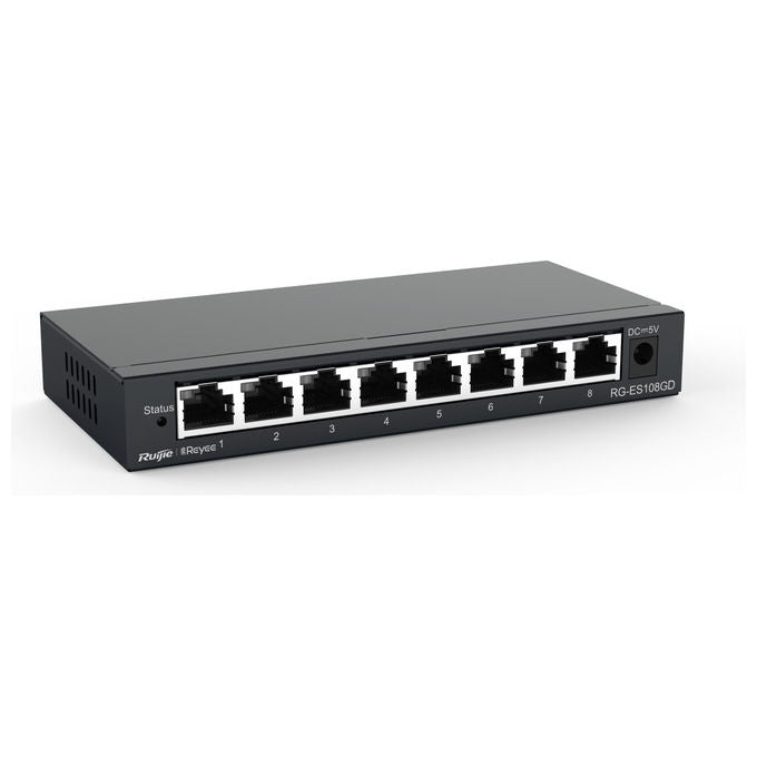 Ruijie Networks RG-ES108GD Switch di rete Non gestito 8 porte Gigabit Ethernet 10-100-1000 Mbps 16 Gbps colore Nero