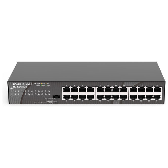 Ruijie Networks RG-ES124G-L Reyee Switch non gestito L2 24 porte Gigabit 10-100-1000 Mbps Fanless colore Nero
