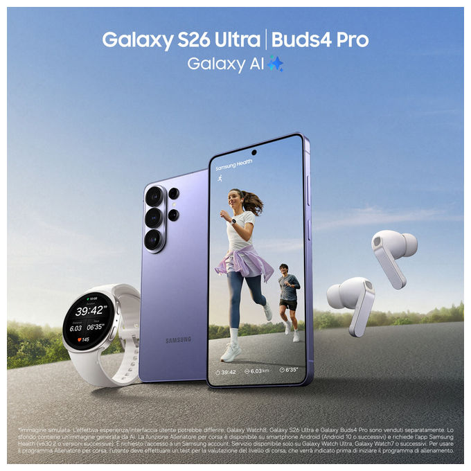 Samsung SM-S948BLBHEUE Galaxy S26 Ultra Smartphone 5G 1TB RAM 16GB Display 6.9'' 200MP Snapdragon 8 Elite Gen 5 5000 mAh colore Sky Blue