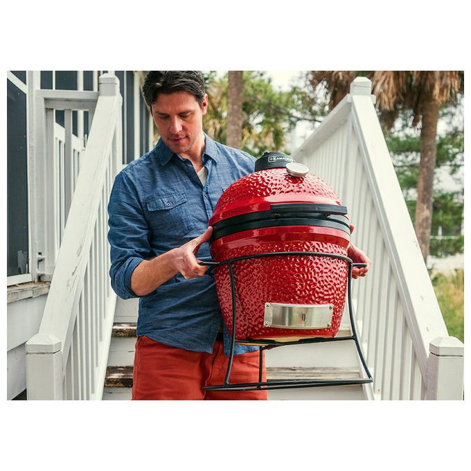 Kamado Joe KJ13RH Joe Jr Barbecue a Carbone Kettle Ceramica Ghisa 33 cm 907 cm² colore Rosso