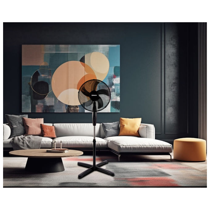Termozeta TZWZ02PLUSN Windzeta Plus Ventilatore a piantana 5 pale 3 velocita' 40W oscillazione automatica colore Nero