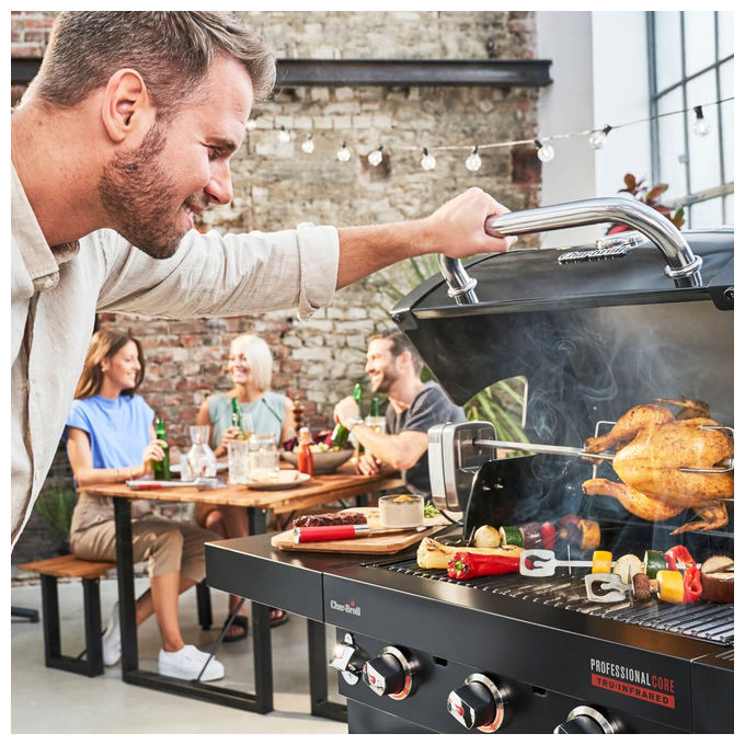 Char-Broil 140915 Professional CORE B 3 Grill a Gas Carrello 11540 W Griglia Ghisa 615x445 mm Accensione Elettronica colore Nero Acciaio Inox