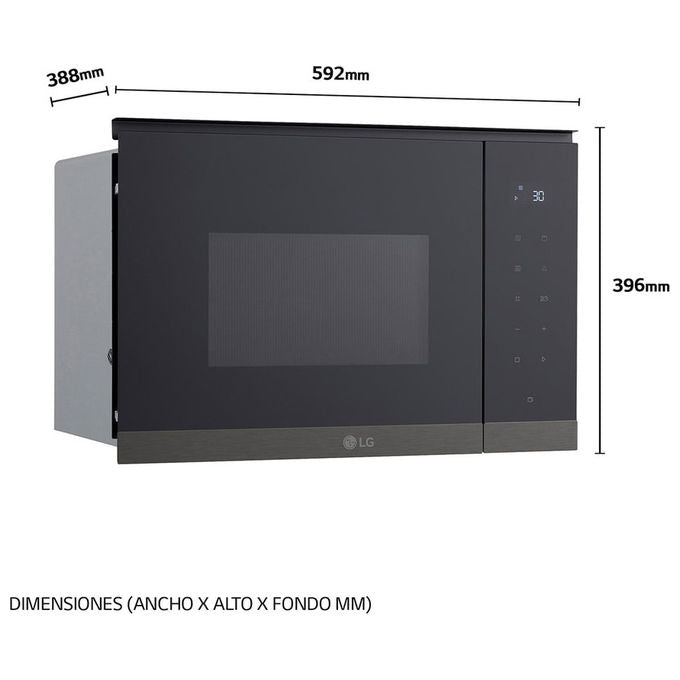 LG MG7Z2593B Forno a microonde da incasso con grill 25 L 900 W Touch LED 8 programmi (39.6x59.2x38.8 cm) colore Nero