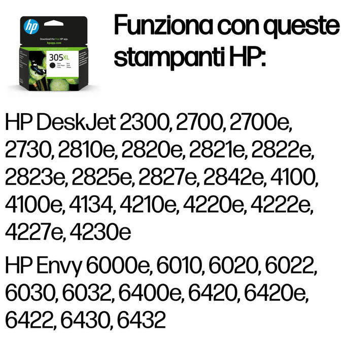 HP 3YM62AE 305XL Cartuccia di inchiostro originale Alta Capacita' 240 pagine 4 ml colore Nero