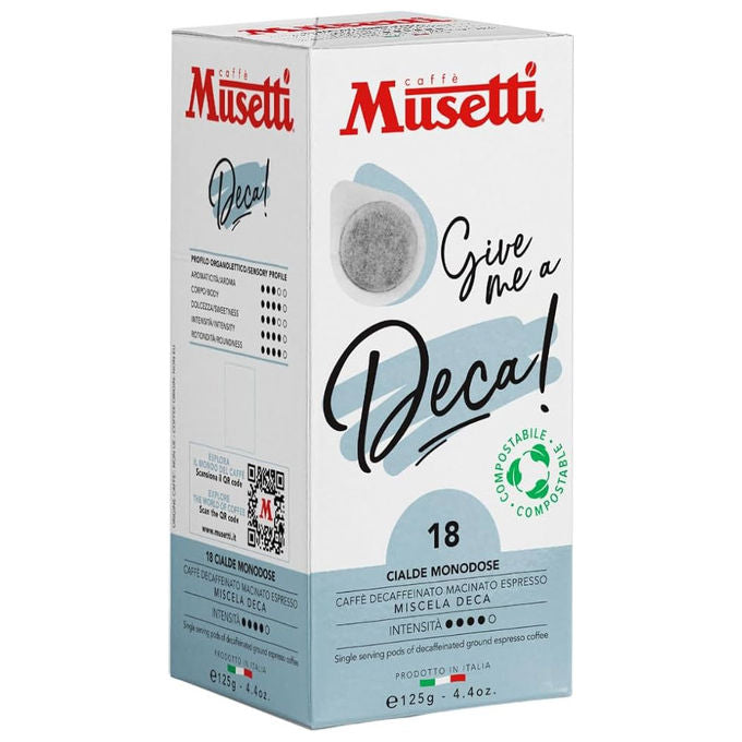 Caffe' Musetti Cialde ESE Decaffeinato Arabica e Robusta Intensita' 4-5 Note di Vaniglia e Frutta Secca 50 pezzi
