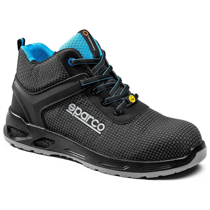 Sparco BTB005 Horizon Tek-H Scarponcini Antinfortunistici S3S SR FO ESD Metal Free Tomaia Idrorepellente Supporto Caviglia colore Nero Blu