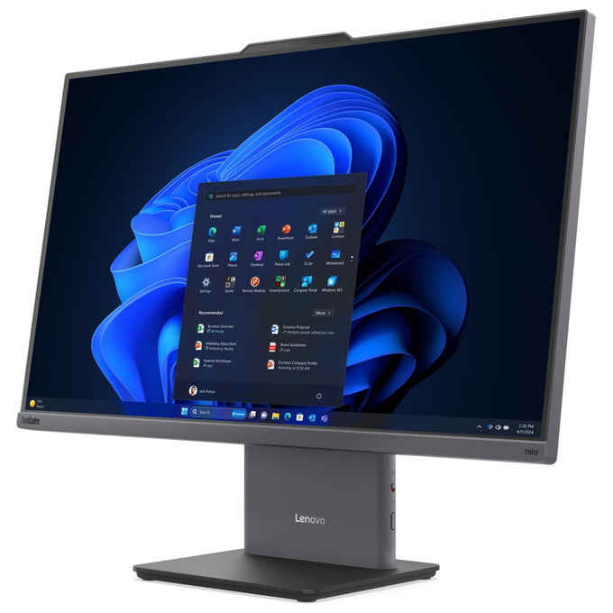 Lenovo 13QH0026IX ThinkCentre neo 50a 24 Gen 6 PC All-in-one 23.8'' Full HD IPS Intel Core Ultra 7 256V 16 GB RAM 512 GB SSD NVMe Wi-Fi 6 Windows 11 Pro colore Grigio