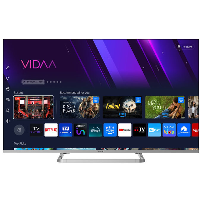 Saba SA43KM10VDA Smart TV 43'' 4K Ultra HD LED VIDAA Triplo Tuner DVB-T2 S2 TivuSAT Dolby Audio colore Grigio