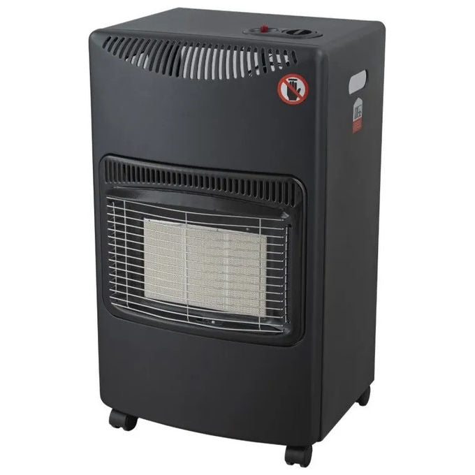 DCG GH02N Stufa a gas infrarossi portatile 4.2 kW 3 livelli di potenza accensione piezoelettrica ODS antiribaltamento ruote colore Nero