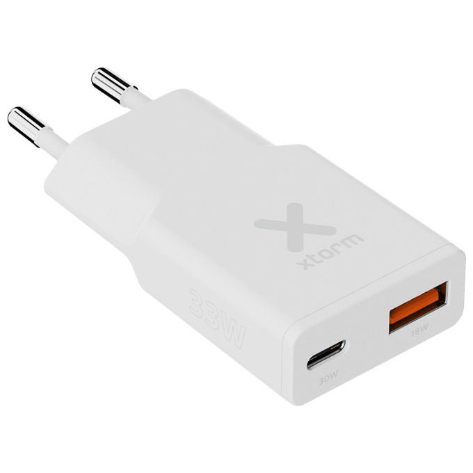 Xtorm XG2SL033 Go2 Series Caricabatterie SlimLine 33W USB-C PD USB-A Quick Charge 3.0 2 porte colore Bianco