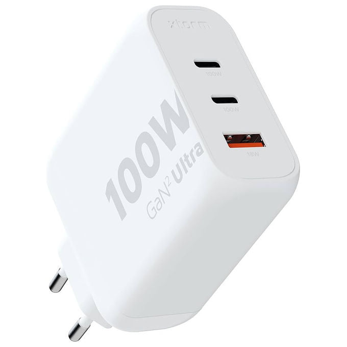 Xtorm XEC100 GaN2 Ultra Caricabatterie da Muro 100W 3 Porte 2x USB-C PD USB-A Quick Charge 3.0 colore Bianco