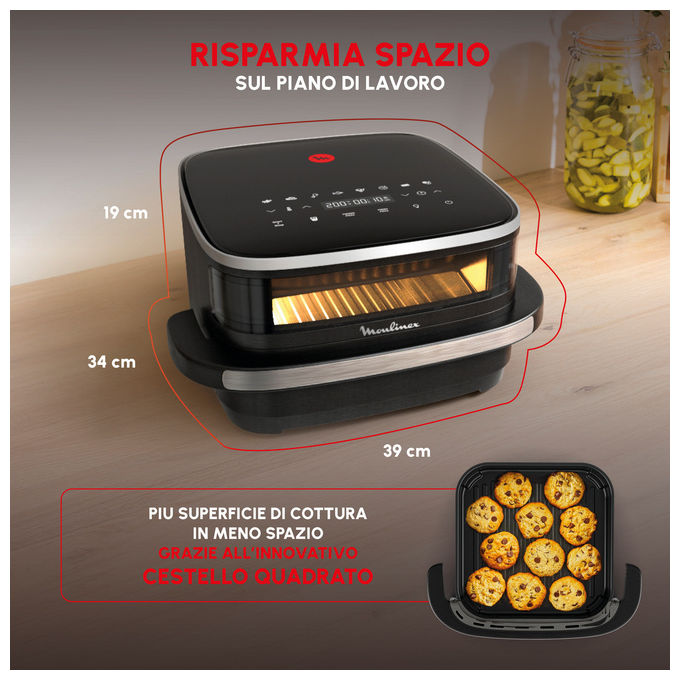 Moulinex AL402HF0 Easy Fry XL Surface Friggitrice ad aria 4 L 2200 W 10 programmi Display LCD Touch colore Grigio
