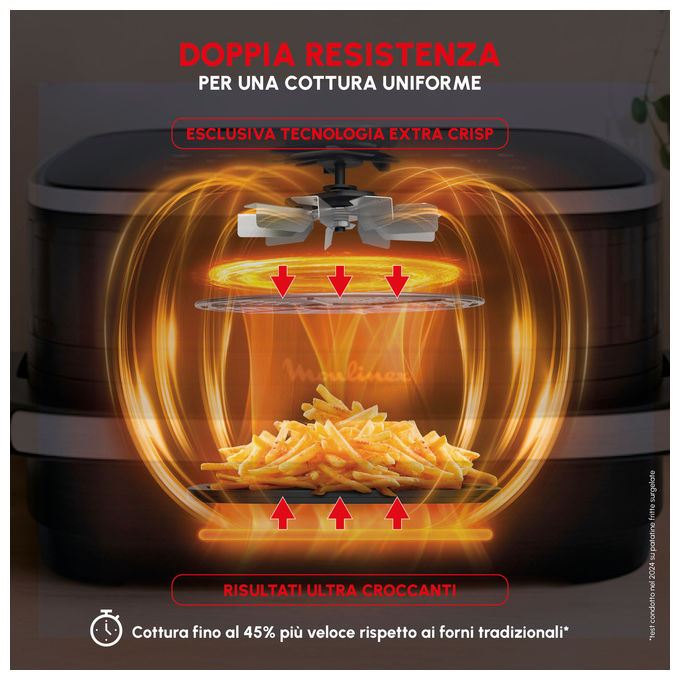 Moulinex AL402HF0 Easy Fry XL Surface Friggitrice ad aria 4 L 2200 W 10 programmi Display LCD Touch colore Grigio