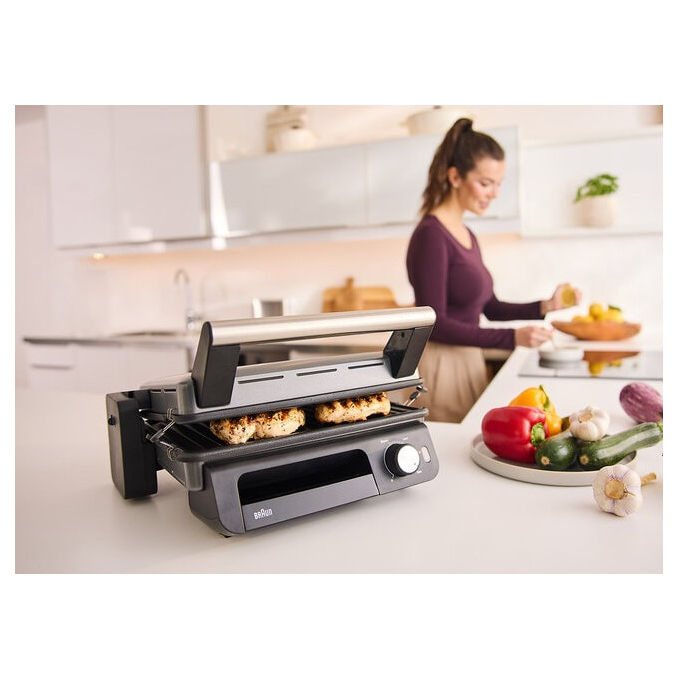 Braun CG5033 MultiGrill 5 Griglia di contatto 3 in 1 2000 W piastre antiaderenti 30x22 cm colore Nero