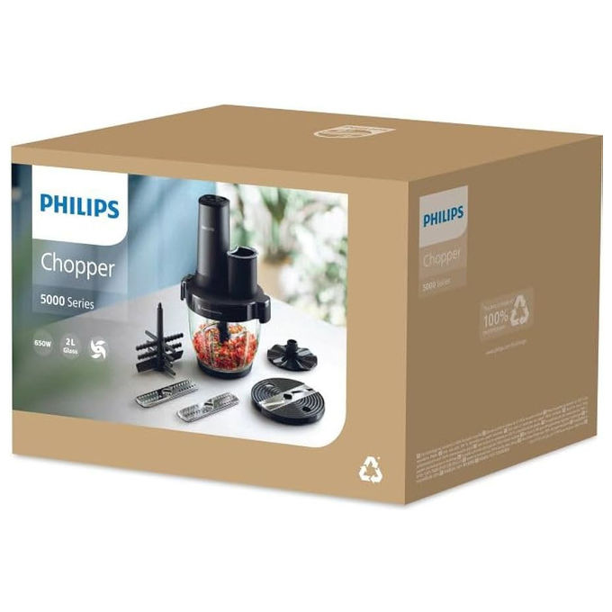 Philips HR1507-00 5000 Series Tritatutto 650W 2L 4 velocita' tecnologia PowerChop lame acciaio inox colore Nero