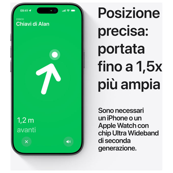 Apple MFE94ZY-A AirTag Cercatore Bluetooth NFC IP67 Batteria CR2032 colore Bianco Argento