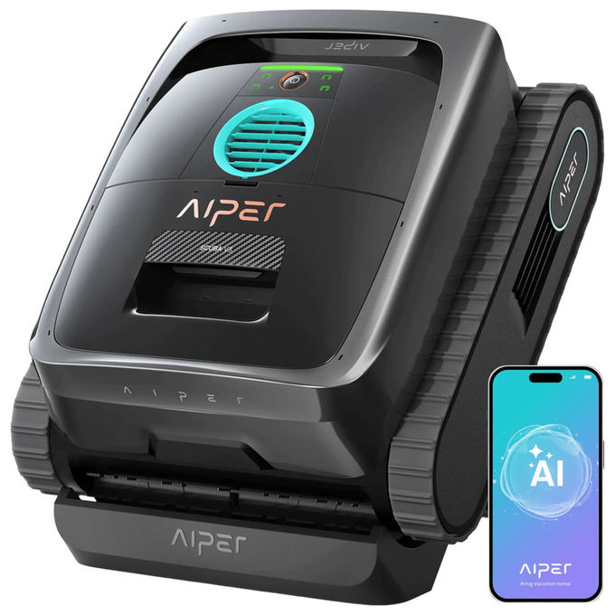 Aiper AX0S1R Scuba V3 Robot Aspiratore per Piscina AI Fondo Pareti Linea Acqua 150 m² 210 min colore Nero