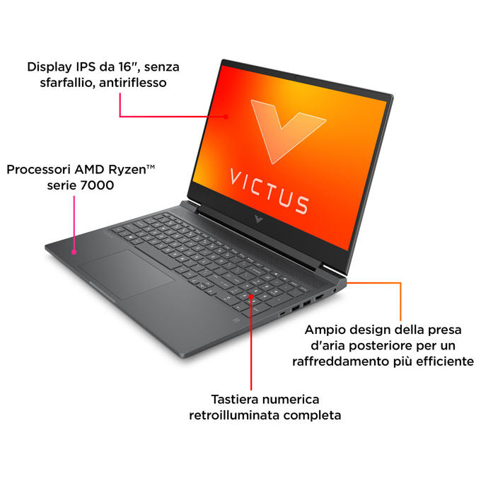 HP VICTUS16-R0028NL Notebook Gaming Intel Core i7-13620H 16GB RAM NVIDIA RTX 4070 SSD 1TB colore Nero