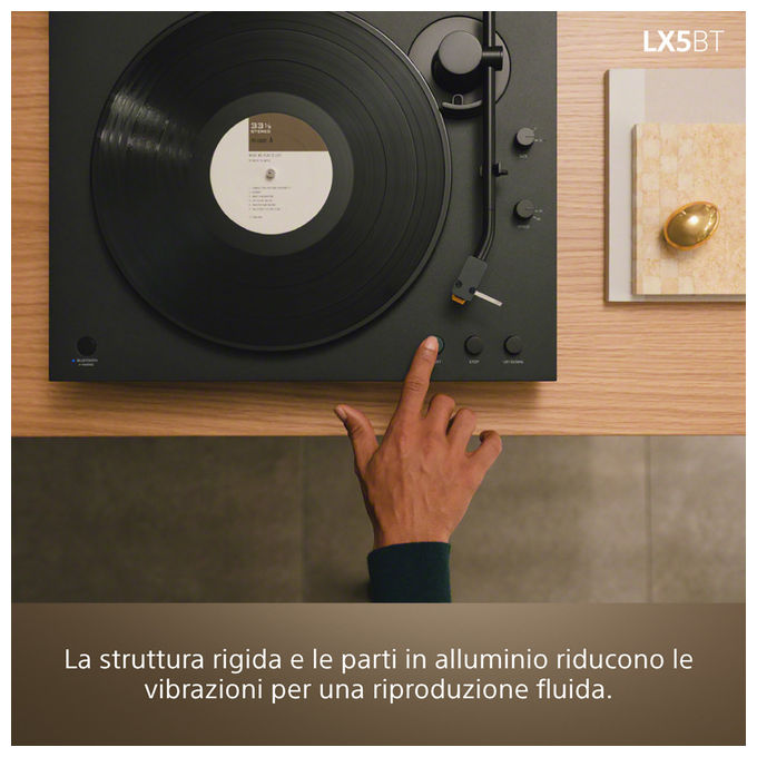 Sony PSLX5BT Giradischi a Cinghia Automatico Bluetooth aptX piatto Alluminio 33 45 rpm colore Nero