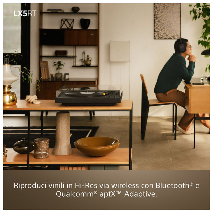 Sony PSLX5BT Giradischi a Cinghia Automatico Bluetooth aptX piatto Alluminio 33 45 rpm colore Nero