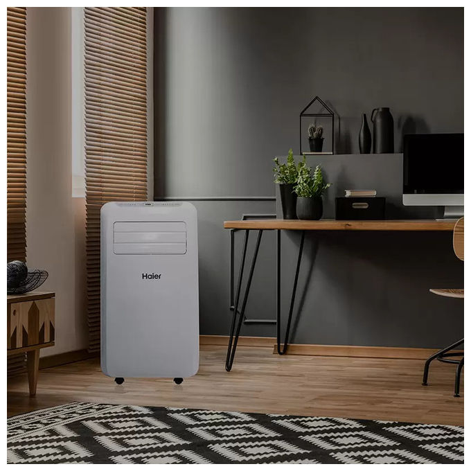 Haier AM09AA1TAA Condizionatore portatile 9000 BTU per ambienti fino a 25 m² Classe A Raffreddamento Deumidificazione Ventilatore colore Bianco
