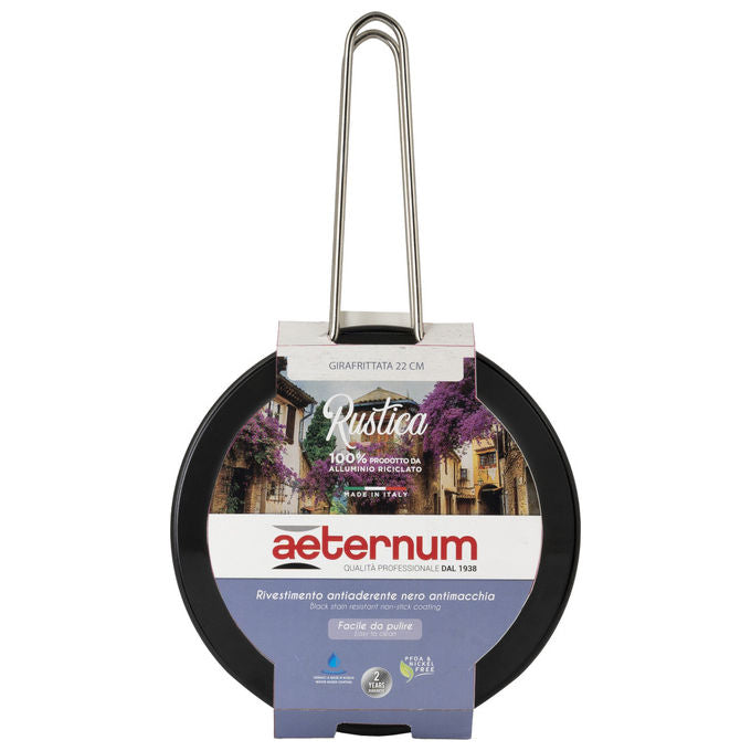 Aeternum AP000174 Rustica Padella per omelette Girafrittata 22 cm antiaderente PTFE manico ghisa colore Alluminio