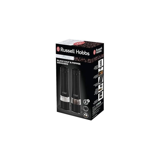 Russell Hobbs 28010-56 Set Macinasale Macinapepe Elettrico Ceramica Regolabile Base Illuminata a Batterie colore Nero