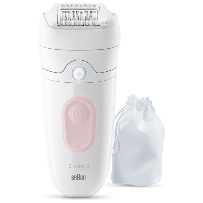 Braun SE5-011 Silk-épil 5 Epilatore Wet and Dry 28 pinzette MicroGrip SmartLight autonomia 40 ore colore Bianco