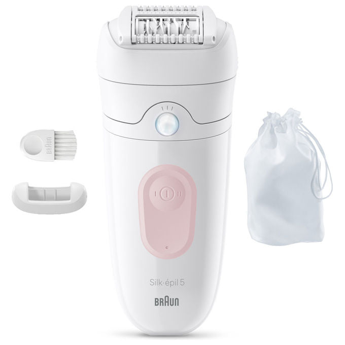 Braun SE5-011 Silk-épil 5 Epilatore Wet and Dry 28 pinzette MicroGrip SmartLight autonomia 40 ore colore Bianco