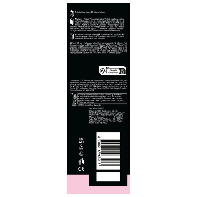 Braun SE5-011 Silk-épil 5 Epilatore Wet and Dry 28 pinzette MicroGrip SmartLight autonomia 40 ore colore Bianco