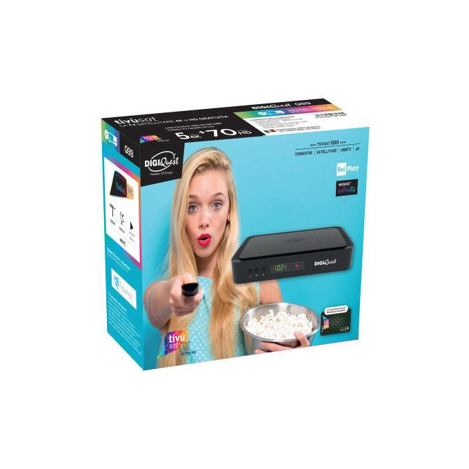 Digiquest RICD1251 Q99 Decoder Combo Tivu'sat 4K DVB-S2 DVB-T2 HEVC Main 10 HbbTV Doppio Tuner PVR Smartcard inclusa