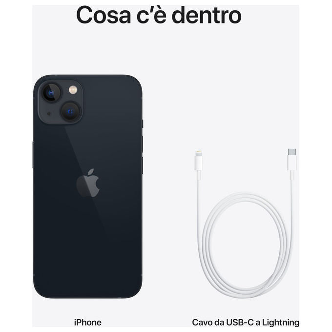 Apple MLPF3QL-A iPhone 13 Smartphone 5G 6.1'' 128GB Doppia Fotocamera 12MP iOS 15 IP68 colore Mezzanotte