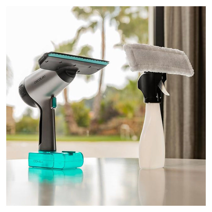Cecotec 08058 Conga Rockstar 3700 Glass Aspiratore per Finestre 3 in 1 Senza Sacchetto 30 min autonomia 0,05 L colore Nero Argento Turchese