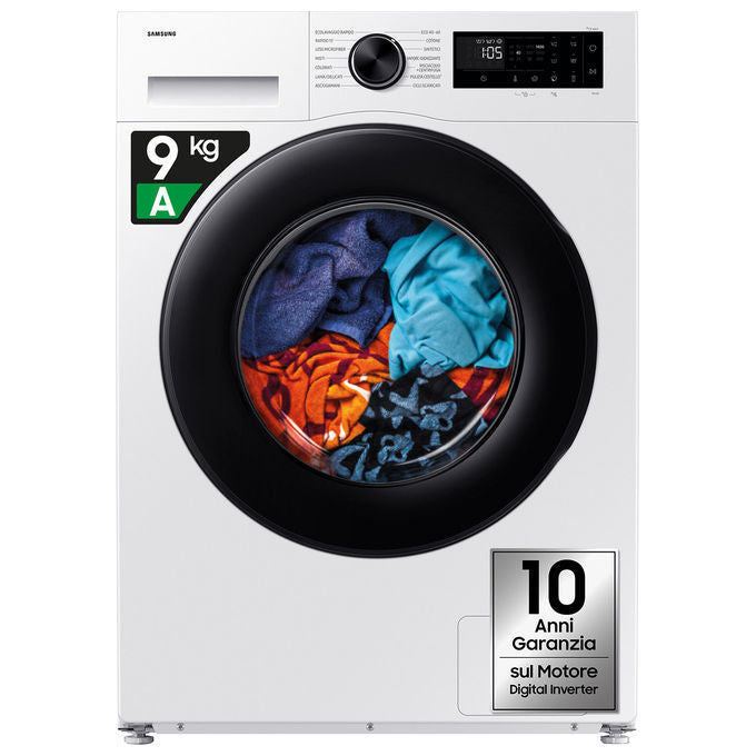 Samsung WW90DG5G34AEET Crystal Clean Lavatrice Frontale Slim 9 Kg 1400 rpm Classe A EcoBubble Vapore WiFi (85x60x48 cm) colore Bianco