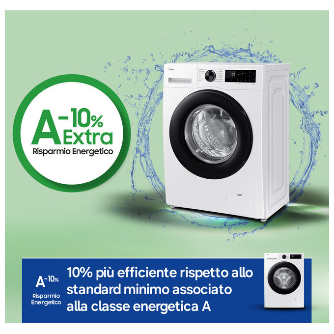 Samsung WW90DG5G34AEET Crystal Clean Lavatrice Frontale Slim 9 Kg 1400 rpm Classe A EcoBubble Vapore WiFi (85x60x48 cm) colore Bianco