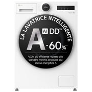 LG F4X9009TWCE Serie X9 Lavatrice Frontale 9 Kg 1400 rpm Classe A Wi-Fi AI Wash TurboWash 360 Steam+ (85x60x56 cm) colore Bianco