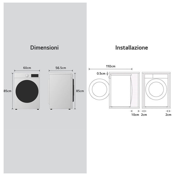 LG F4X9009TWCE Serie X9 Lavatrice Frontale 9 Kg 1400 rpm Classe A Wi-Fi AI Wash TurboWash 360 Steam+ (85x60x56 cm) colore Bianco