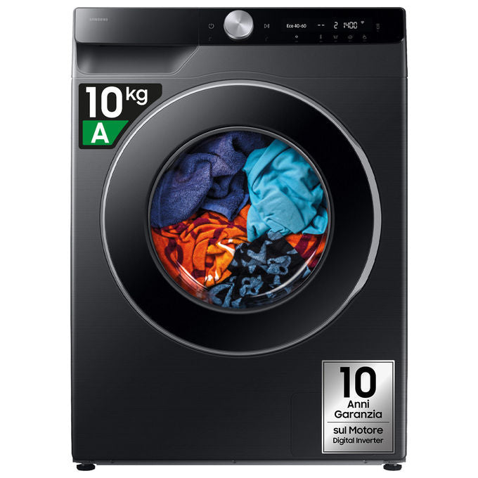 Samsung WW10FG6U94LBU3 AI Control Lavatrice Carica Frontale 10 Kg 1351 rpm Classe A Ecodosatore WiFi Vapore (85x60x56 cm) colore Nero